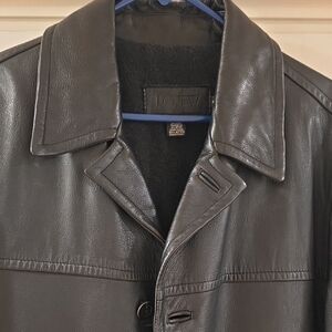 J. Crew Men's Charcoal Leather Trench Coat